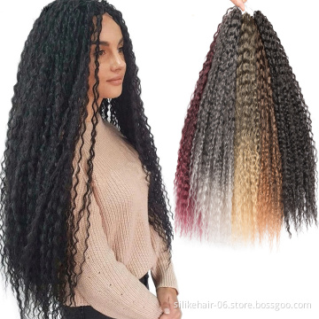 Synthetic Kinky Curly Brazilian Long Soft Ombre  Deep Water Wave Crochet Braiding Hair Synthetic Brazilian Braids Hair Extension